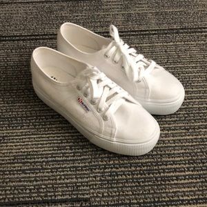 White Superga Platform Sneakers